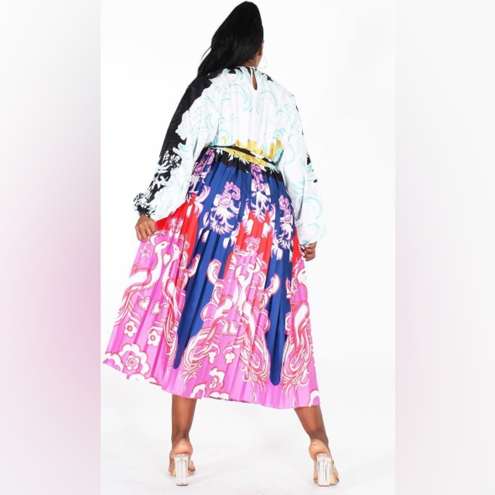 Pleated Multi Color Midi PLUS SIZE